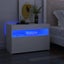 vidaXL Bedside Cabinet & LED Lights White 60x35x40 cm Engineered Wood Carousel 1