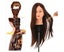 24" 30% Real Human Hair Dummy Head Hairdressing Training Head Salon He Carousel 3