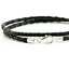 MENS LEATHER BRACELET DOUBLE BRAIDED STERLING SILVER 925 Carousel 4