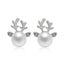 Micro-set Pearl Antler Earrings Elk Ear Studs(Silver) - 4 - 6PAIR Carousel 1