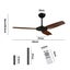 Vevare 52'' Ceiling Fan DC Motor 3 ABS Blades with Remote Control Timer Wood Carousel 9