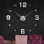 Large DIY 3D Wall Clock Home Decor Mirror Sticker Art - SILVER Carousel 2