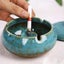 Ashtray, Outdoor Ash Tray For Patio With Lid, Windproof Ashtrays Blue Carousel 3