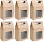 25 Pieces Kraft Paper Gift Box Gift Bag With Window Paper Bags With Handles Carousel 1