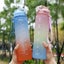 Motivational Water Bottle 32oz with Time Marker, Leakproof Sports Bottle-Purple Carousel 7