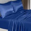 Royal Comfort Satin Sheet Set 4 Piece Fitted Flat Pillowcases King Navy Blue Carousel 6