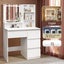 Makeup Vanity Dressing Table Desk White Dresser with Mirror LED Light Strip Carousel 3