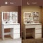 Makeup Vanity Dressing Table Desk White Dresser with Mirror LED Light Strip Carousel 9