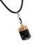 Raw Natural Black Tourmaline Plated Gold Quartz Crystal Pendant Necklace Healing Carousel 8