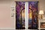 2Pcs Stained Glass Purple Floral Leaves Rod Pocket Window Drapes For Bedroom Dec Carousel 3