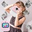 Instant Print Camera for Kids with 3 Rolls Print Paper and 32GB Memory Card-Pink Carousel 5