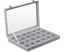 Jewelry Box Display Case with A Clear Glass Window and 24 Compartments, Gray Carousel 1