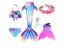 Swimmable Children Mermaid Tails With Monofin Fin Bikinis Set Kids Swimsuit Carousel 5