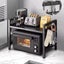2-Tier Expandable Microwave Oven Rack Metal Stand Shelf with 6 Hooks Carousel 2