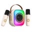 Karaoke Machine Kids Two Wireless Microphones Portable Bluetooth Speaker LED Carousel 5