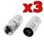 3pack F-Type Male to PAL Female Socket TV Antenna Cable Connector Adaptor Cor... Carousel 5