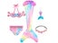 5Pcs/Set Girls Mermaid Tail Swimsuit Children The Little Mermaid Costume Carousel 6