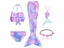 5Pcs/Set Girls Mermaid Tail Swimsuit Children The Little Mermaid Costume Carousel 7