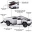 1/32 Scale Diecast Truck Model Zinc Alloy Pull Back Car with Sound Light-Sliver Carousel 3