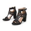 Chunky Heel Sandals for Womens Cutout Open Toe Summer Block Heeled Shoes-Black Carousel 3