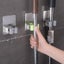 304 Stainless Steel Mop Broom Holder Self Adhesive Wall Mounted Storage Organize Carousel 3