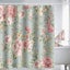 Pink Rose Flowers Shower Curtain With 12 Hooks Green Waterproof Mildew Resistant Carousel 3