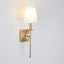 Wall Sconce Lighting Fixture With Flared Lamp Shade And Tapered Column Stand Carousel 3