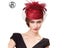 FS Wedding Church Red Hats Fascinators For Woman With Feather Veil Cocktail Carousel 3
