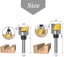 4 Pieces Flush Trim Hinge Mortising Template Router Bits Set With Ball Bearing, Carousel 3