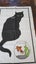 ~" Sue Boettcher Black Cat Artist Very Rare Linen Made In Ireland Tea Towel "~ Carousel 5