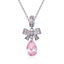 925 Sterling Silver Charm with Pink Teardrop Crystal and Bow Carousel 7