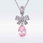 925 Sterling Silver Charm with Pink Teardrop Crystal and Bow Carousel 8