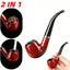 2IN1 Tobacco Pipe Double Filter Cigarettes Vintage Wooden Smoking Pipes Washable Carousel 1