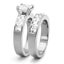 Princess Round Cut AAA CZ Stainless Steel Wedding Band Ring Set Women Size 6-10 Carousel 6