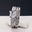 Princess Round Cut AAA CZ Stainless Steel Wedding Band Ring Set Women Size 6-10 Carousel 11