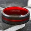 Black Tungsten Carbide Mens Thin Red Line Band Ring-Firefighters First Responder Carousel 3