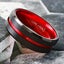 Black Tungsten Carbide Mens Thin Red Line Band Ring-Firefighters First Responder Carousel 4
