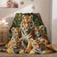 A Great Tiger Mother And Four Little Tigers Themed Throw Blanket - Brand New Carousel 3