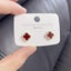 Red Clover Stud Earrings with Gold Trim and Crystal Detailing Carousel 1