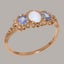 18ct Rose Gold Opal & Tanzanite ring Womens Trilogy Ring Size Y 1/2 Carousel 1
