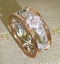 *LAST ONE CLEARANCE* Elegant Floral AAA CZ Diamonds Ring / 18KGP Two Tone Gold Carousel 1
