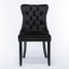 2X Velvet Upholstered Tufted Kithcen With Solid Wood Legs Stud Trim And Ring Bla Carousel 3