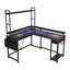 Gaming Desk L Shaped Drawer Computer Racer Standing Side Table LED Lights Carousel 13