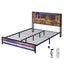 Queen Bed Frame Storage Headboard Industrial Carousel 1