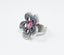Lovely Pewter Flower Ring with Rose Pink Crystal Carousel 2