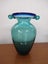 Art Glass Vase Teal & Blue Carousel 1