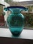 Art Glass Vase Teal & Blue Carousel 4