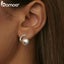 Womens 925 Sterling Silver Quality Shell Pearl Ear Buckles Elegant Hoop Earri... Carousel 4