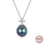 925 Sterling Silver Elegant Black Pearl Charm Necklace Shell Pearl Zircon Cha... Carousel 1