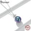 925 Sterling Silver Elegant Black Pearl Charm Necklace Shell Pearl Zircon Cha... Carousel 4